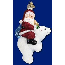 Item 425459 Glistening Santa On Polar Bear Ornament