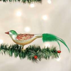 Item 425461 thumbnail Christmas Bird With Feathery Tail Clip-On Ornament