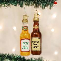 Item 425715 Santa's Extra Stout/Elf Ale Beer Bottle Ornament