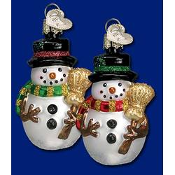 Item 425746 Miniature Mr. Snowy The Snowman With Green/Red Scarf & Broom Ornament