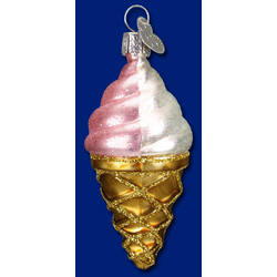 Item 425758 Small Strawberry/Vanilla Ice Cream Cone Ornament