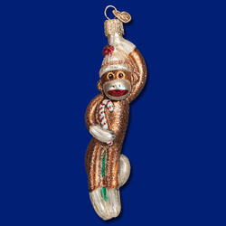 Item 425774 Sock Monkey With Candy Cane Ornament