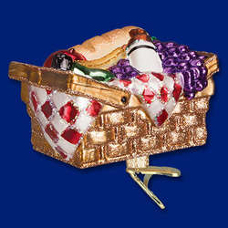 Item 425826 Picnic Basket With Sandwich/Grapes/Red & White Blanket Clip-On Ornament