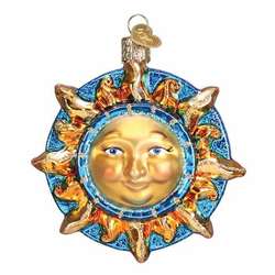 Item 425868 Fanciful Sun Face On Blue Disc Ornament