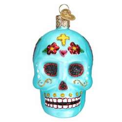 Item 425871 Blue Day of the Dead Skull Ornament