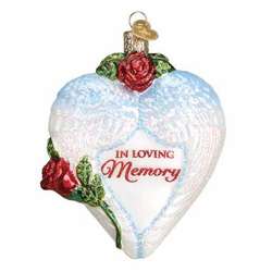 Item 425884 In Loving Memory Heart With Angel Wings and Flowers Ornament