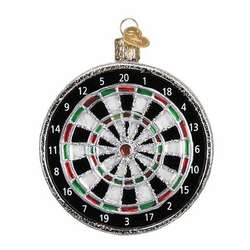Item 425934 Black/Silver/Red/Green Dart Board Ornament