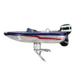 Item 425939 Blue/White/Red Bass Boat Clip-On Ornament