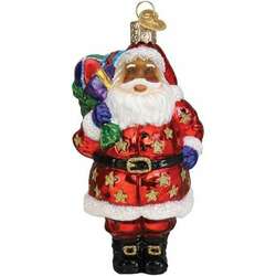 Item 426331 Jolly African American Santa Ornament