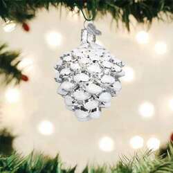 Item 426343 Snow Capped Silver Snowy Cone Ornament
