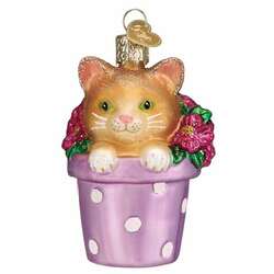 Item 426408 Kitten In Flower Pot Ornament