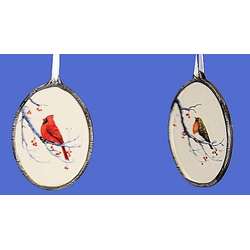 Item 431117 Cardinal/Winter Bird Oval Ornament