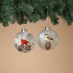 Item 431126 thumbnail Glass Holiday Bird And Pinecone Ornament