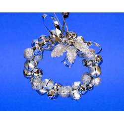 Item 431243 Silver Glitter Jingle Bell Wreath Ornament