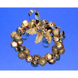 Item 431244 Gold Glitter Jingle Bell Wreath Ornament