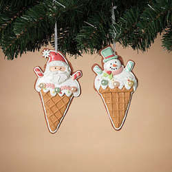 Item 431264 Santa/Snowman Ice Cream Ornament