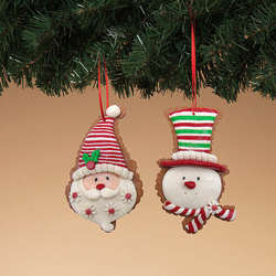 Item 431267 Cookie Santa/Snowman Head Ornament