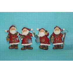 Item 436410 Flat Glitter Coat Santa Ornament
