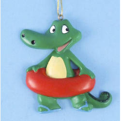 Item 436867 Personalizable Alligator With Inner Tube Ornament