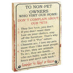 Item 455463 Non Pet People Rules Block Wall Hanging