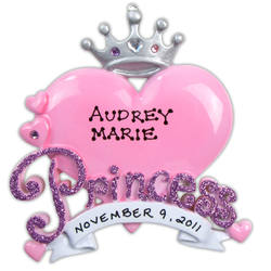 Item 459025 Personalizable Princess Heart Ornament