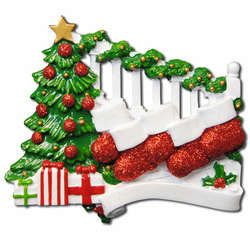 Item 459044 Bannister With 5 Stockings Ornament