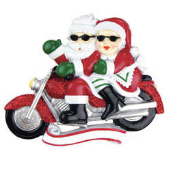 Item 459111 Santa & Mrs. Claus On Motorcycle Ornament