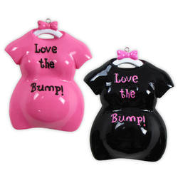 Item 459114 Pink/Black Love The Bump Pregnancy Ornament