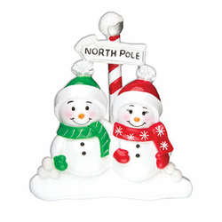Item 459121 North Pole Snowman Couple Ornament