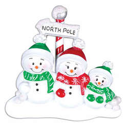 Item 459122 North Pole Snowman Family of 3 Ornament