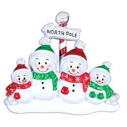 Item 459123 North Pole Snowman Family of 4 Ornament