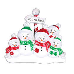 Item 459124 North Pole Snowman Family of 5 Ornament
