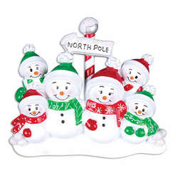 Item 459159 North Pole Snowman Family of 6 Ornament