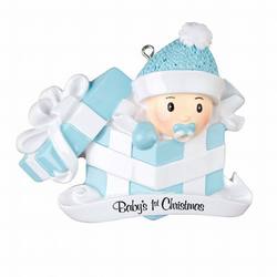 Item 459178 thumbnail Baby's First Christmas Boy In Present Ornament