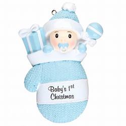 Item 459180 Baby's First Christmas Boy Mitten Ornament
