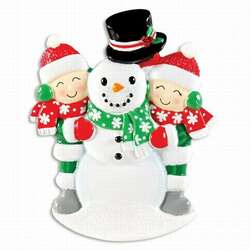 Item 459191 Family Of 2 Building Snowman Ornament