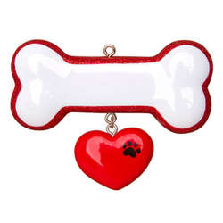 Item 459201 Dog Bone With Paw Print Heart Ornament
