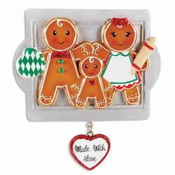 Item 459246 Made With Love Family of 3 Gingerbread Ornament