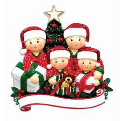 Item 459267 Family of 4 Opening Presents Ornament