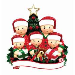 Item 459268 Family of 5 Opening Presents Ornament