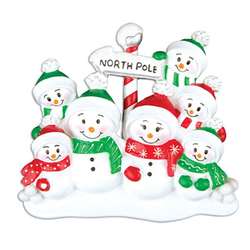 Item 459275 North Pole Snowman Family of 7 Ornament