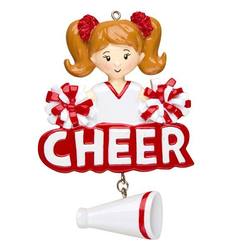 Item 459292 Red & White Cheerleader With Megaphone Ornament