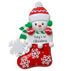 Item 459336 Baby's First Christmas Snowman Stocking Ornament