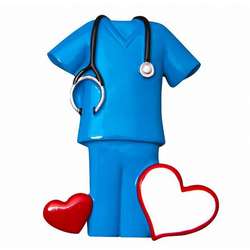 Item 459388 Blue Scrubs With Heart Ornament