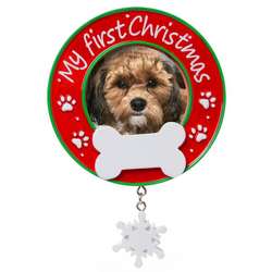 Item 459412 Dog's First Christmas Photo Frame Ornament