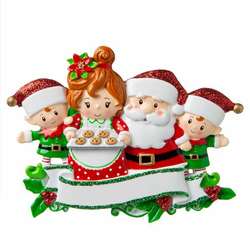 Item 459419 Santa & Mrs. Claus With 2 Children Ornament