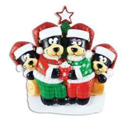 Item 459462 Black Bear Family of 4 With Hot Chocolate Ornament
