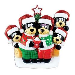 Item 459463 Black Bear Family of 5 With Hot Chocolate Ornament