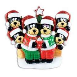 Item 459464 Black Bear Family of 6 With Hot Chocolate Ornament