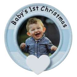 Item 459518 Boy Baby's First Round Photo Frame Ornament